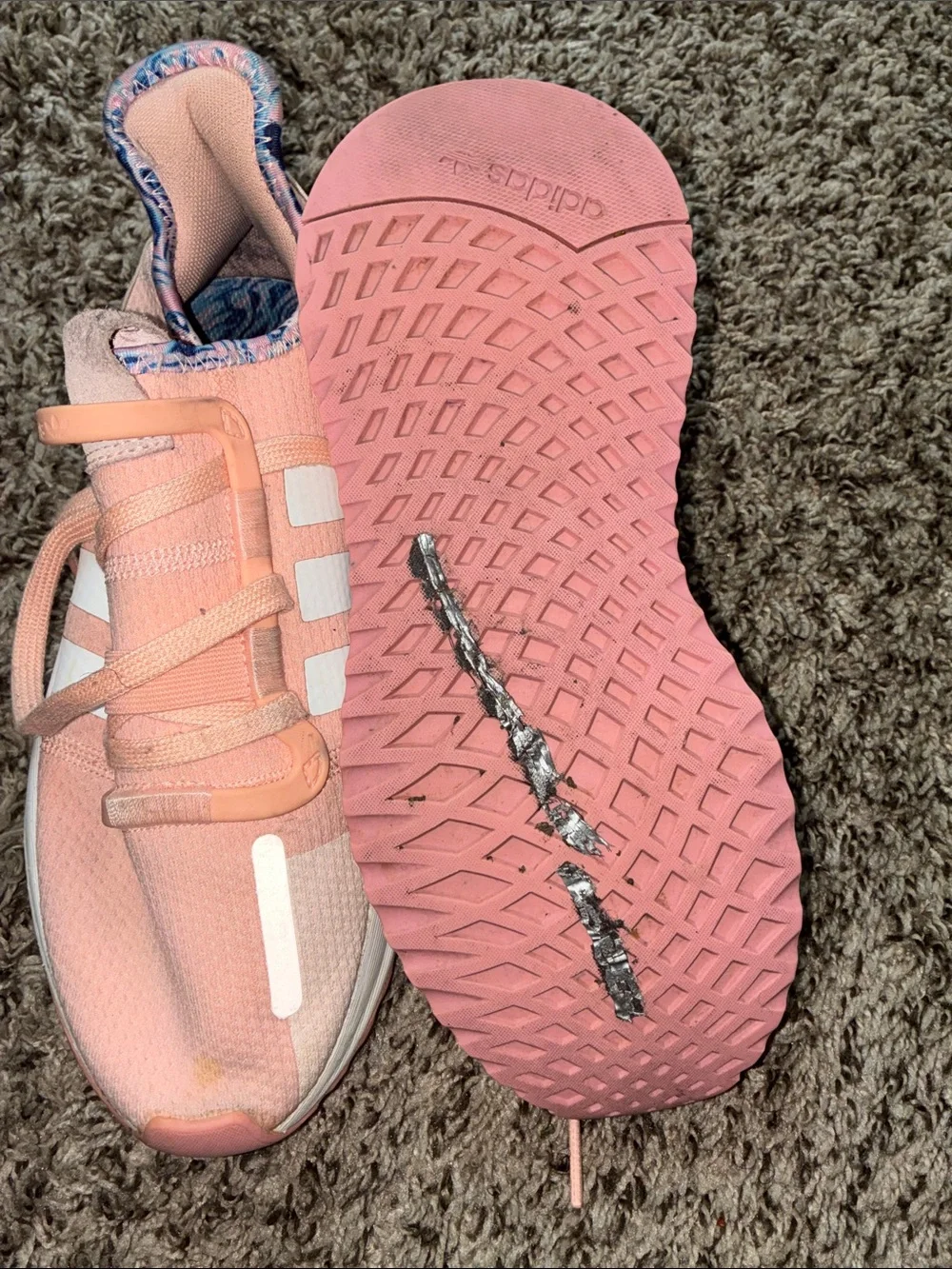 adidas Peach Women’s Running Sneakers with White Stripes